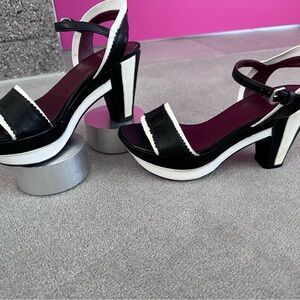 Stuart Weitzman Black and White Platform Heels